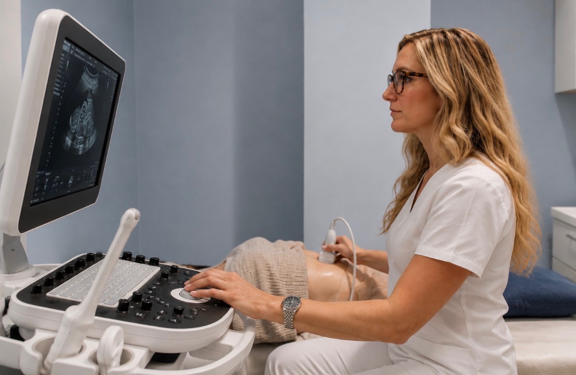 Stephanie Seyler, RDMS — Registered diagnostic medical sonographer performing an ultrasound exam at Clearview Imaging, Winter Park, FL